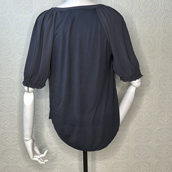 LOFT | Split Neck Mixed Media Top - Picture 7 of 11